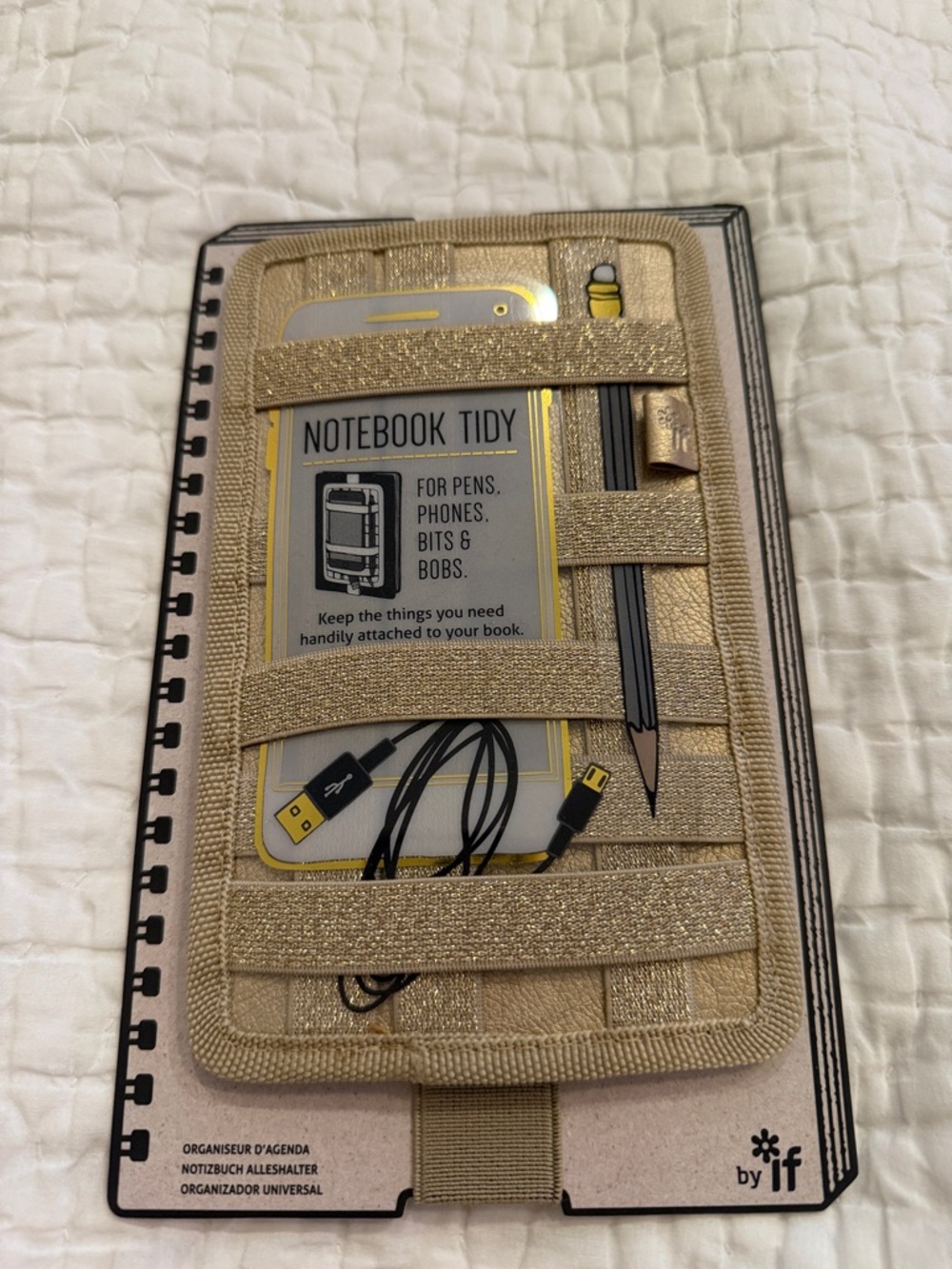 Notebook Tidy Phone and Accessory Organizer - Gold